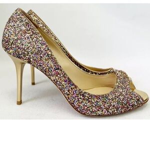 Jimmy chop Evelyn glitter open toe heels size 39
